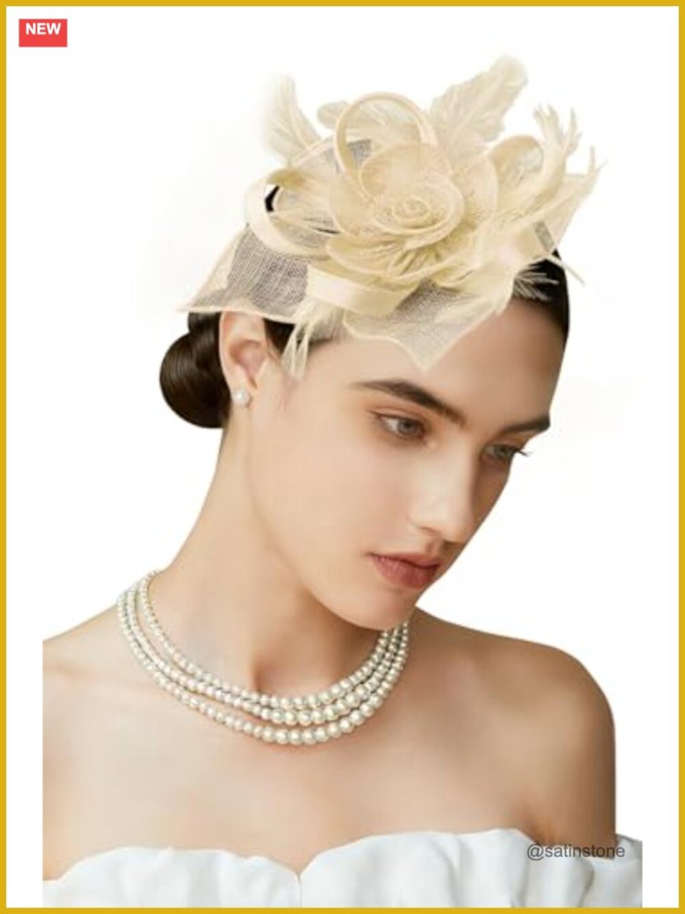 Linen Flower Feather Fascinator Derby Tea Party Hair Clip Headband